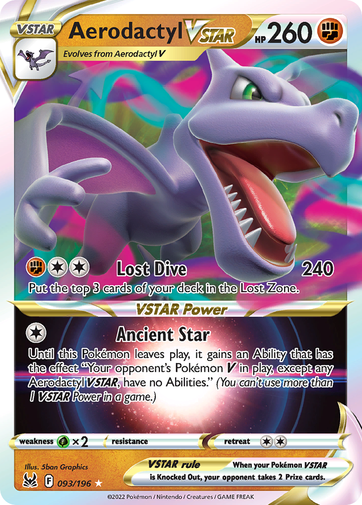 shiny aerodactyl pokemon card Lost Origin VSTAR #93/196 – during your opponents next Pokemon Card Stand Pokedex Certificate Number:127744059 Set_Hidden Fates