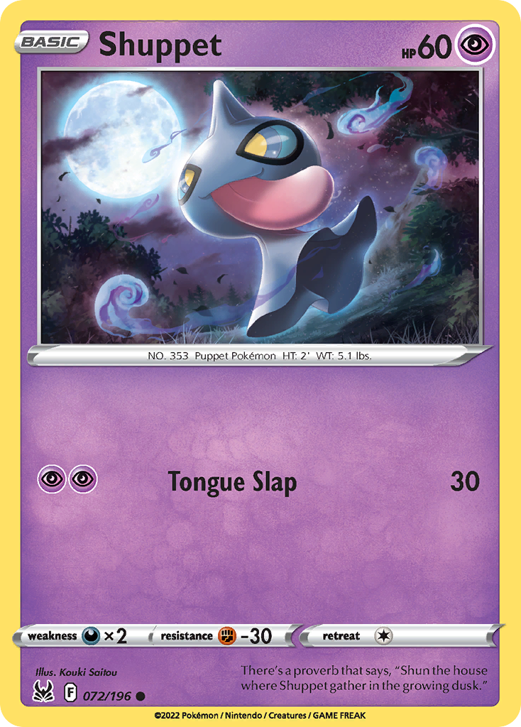 shiny shuppet pokemon card Carta 090/217 Common Ascended Heroes Listed cards may have imperfections. Lost Origin Shuppet #72/196