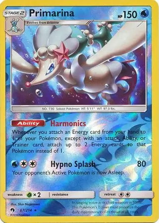 Lost Thunder Primarina #67/214 reverse holo