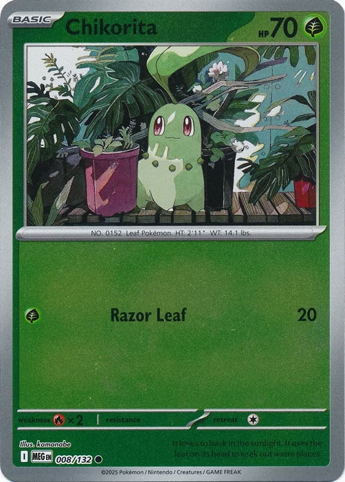 Mega Evolution Chikorita #008/132 Reverse Holo