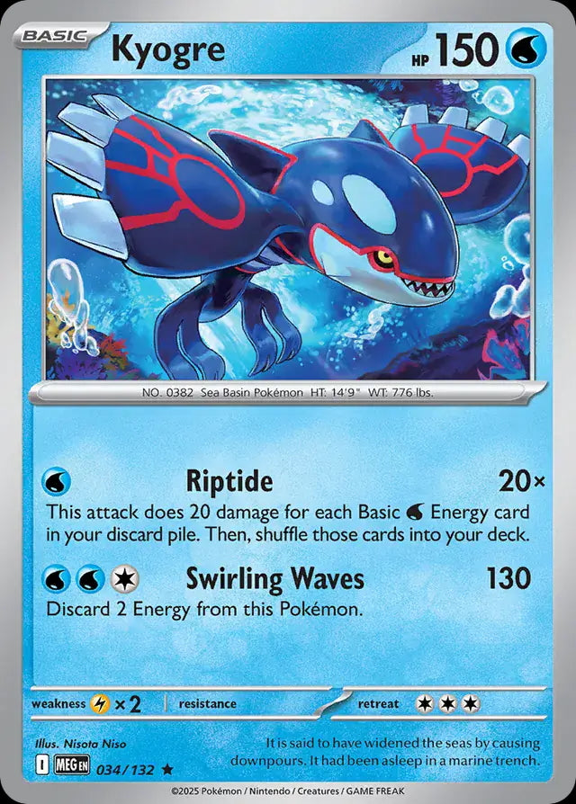 Mega Evolution Holo Kyogre #034/132