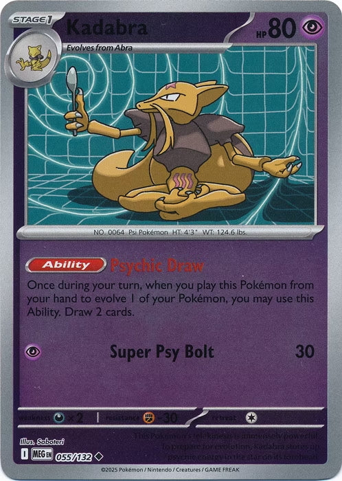 kadabra holographic pokemon card Mega Evolution Kadabra #055/132 Reverse Holo – Kaartenverzamelen.nl