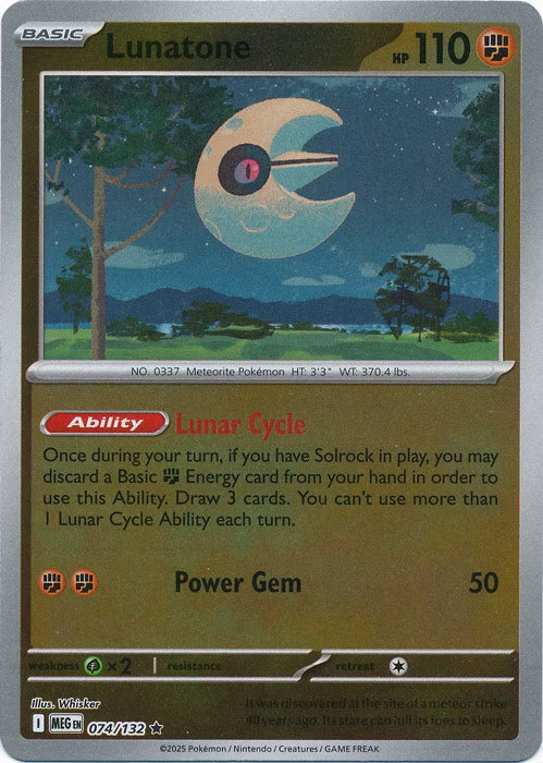 Mega Evolution Lunatone #074/132 Reverse Holo