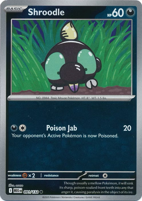 Mega Evolution Shroodle #091/132 Reverse Holo