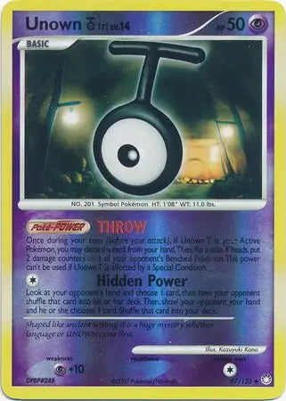 Mysterious Treasures Unown T #67/123 reverse holo