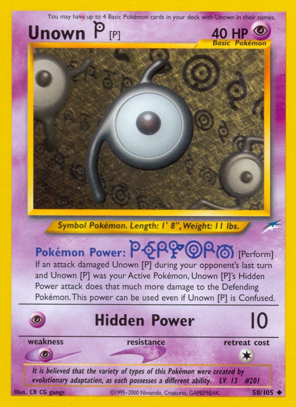 Neo Destiny Unown P #58/105 unlimited