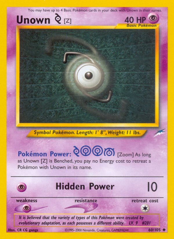 Neo Destiny Unown Z #60/105 unlimited