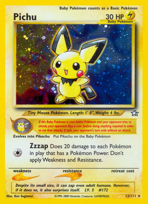 Pichu 英語版 12/111 Neo Genesis Holo Pichu #12/111 unlimited – Kaartenverzamelen.nl