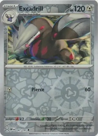 Obsidian Flames Excadrill #147/197 reverse holo