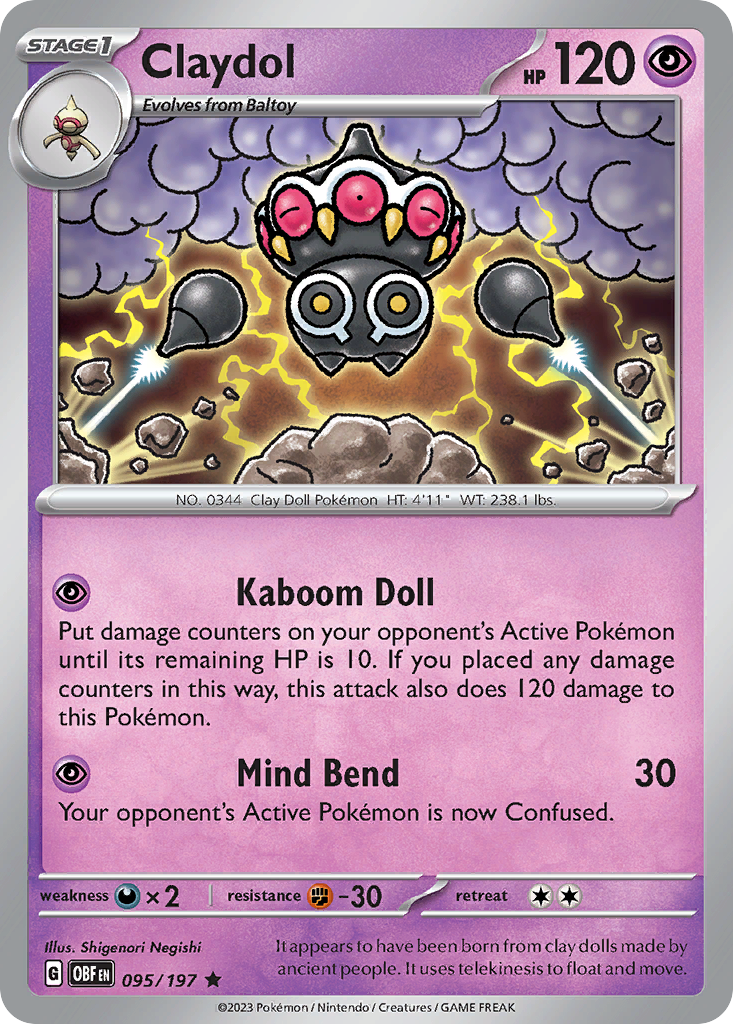 Obsidian Flames Holo Claydol #95/197