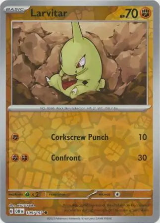 Obsidian Flames Larvitar #105/197 reverse holo