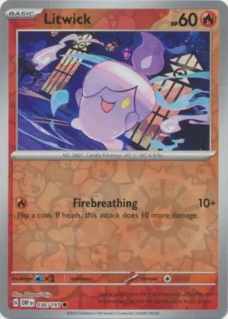 Obsidian Flames Litwick #36/197 reverse holo