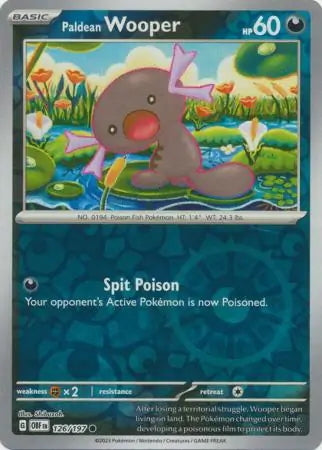 Obsidian Flames Paldean Wooper #126/197 reverse holo