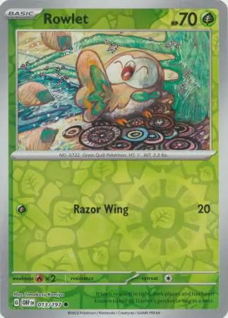 Obsidian Flames Rowlet #13/197 reverse holo