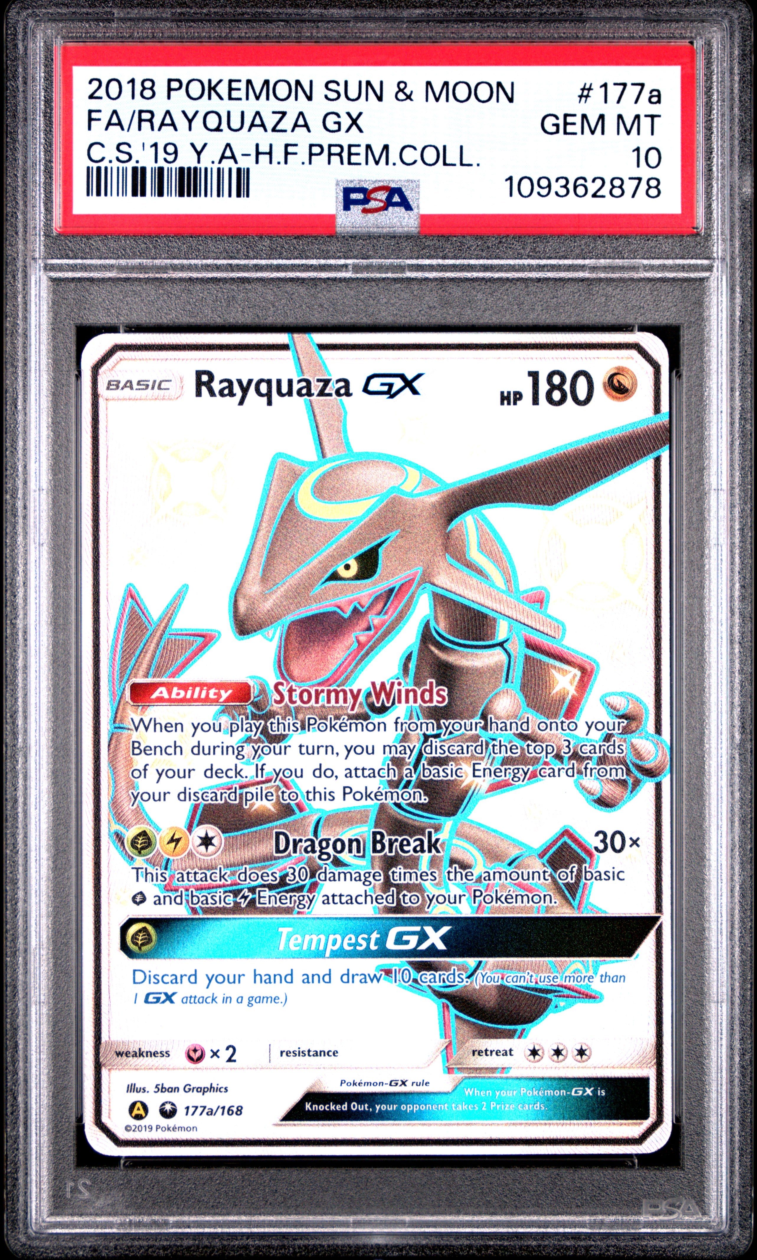 PSA 10 Rayquaza #177a – Sun & Moon (front)