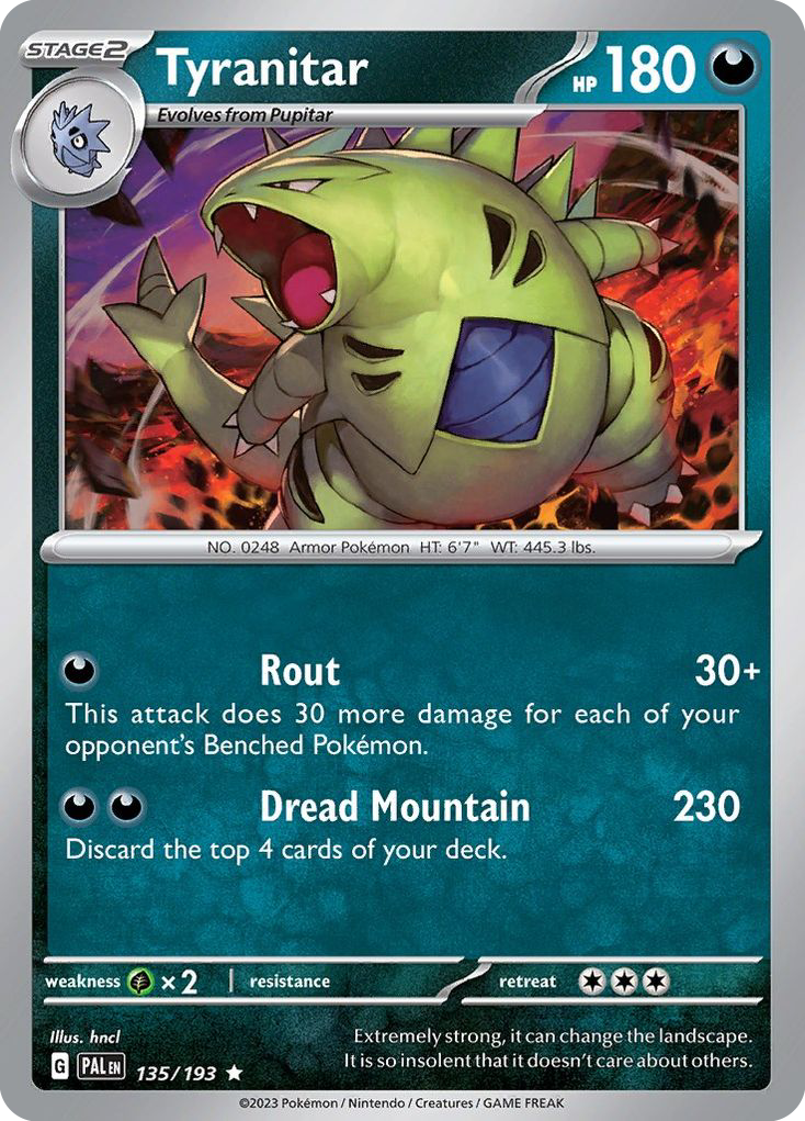 Paldea Evolved Holo Tyranitar #135/193