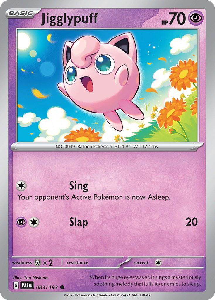 pink pokemon card Paldea Evolved Jigglypuff #83/193 – MTG Adventures in the Forgotten Realms Color:Style 29 1 Attack 1 2021 Pokemon Sword &