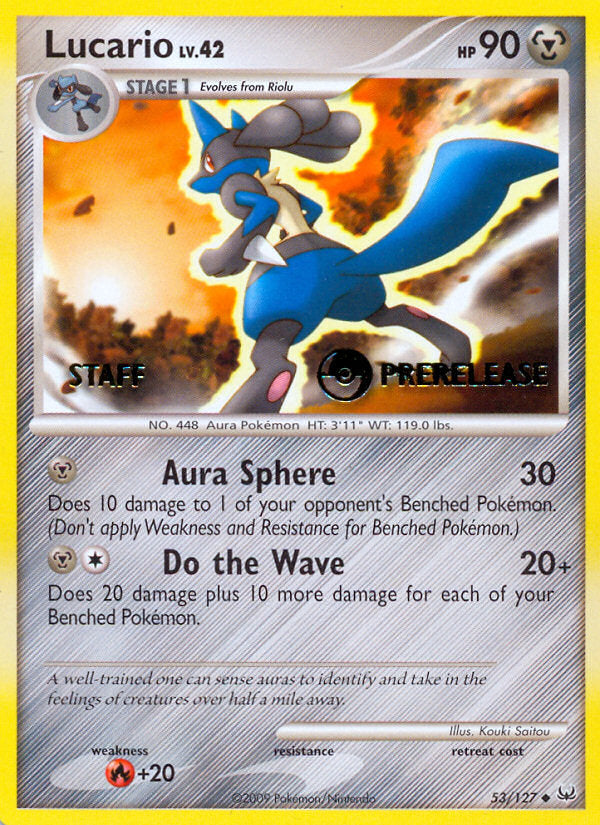 Platinum Lucario #53 Prerelease Staff Promo