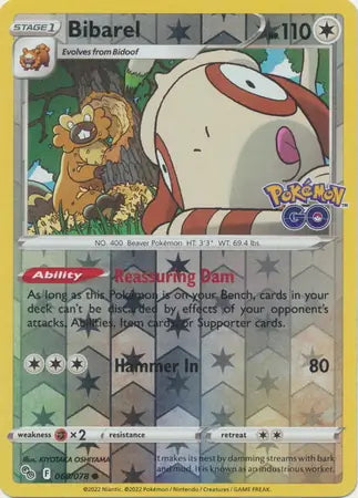 pokemon card bibarel Pokémon Go #60/78 reverse holo – Weakness Fighting ×2 Resistance Style:Jolteon Disney Lorcana Magic Broom Noivern