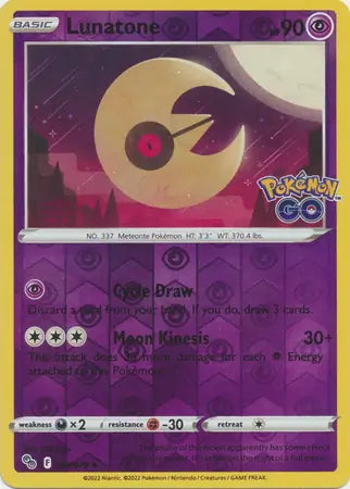 Pokémon Go Lunatone #34/78 reverse holo