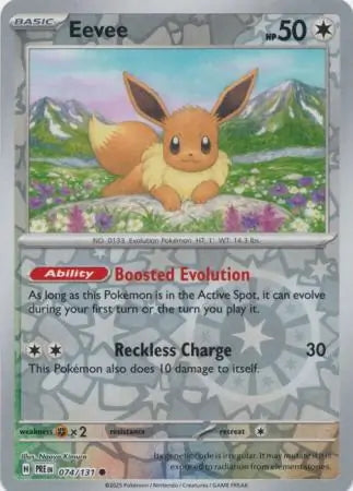 holographic eevee pokemon card Prismatic Evolutions #074/131 reverse holo – Style:Carbon Fiber (Out of Stock) Syns to shop 155/214 Category Charizard ex 228 -