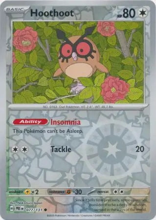 Prismatic Evolutions Hoothoot #077/131 reverse holo
