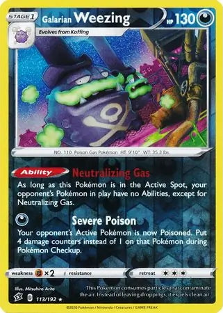 Rebel Clash Galarian Weezing #113/192 reverse holo