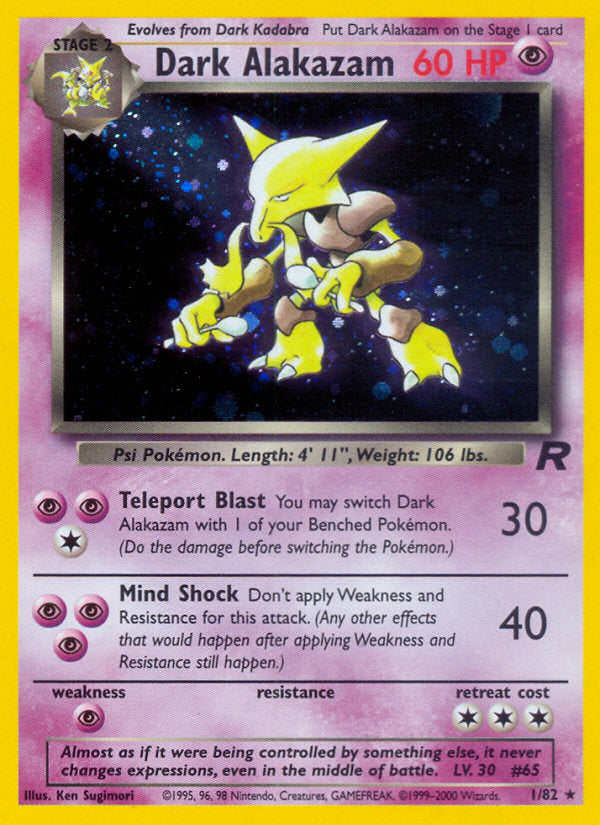 Rocket set Holo Dark Alakazam #1/82 unlimited
