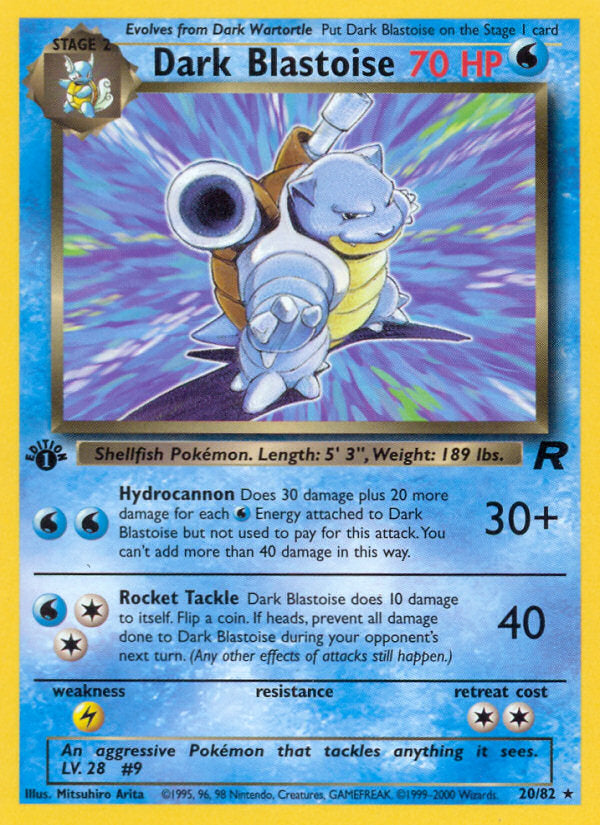 Rocket set Non Holo Dark Blastoise #20/82 first edition