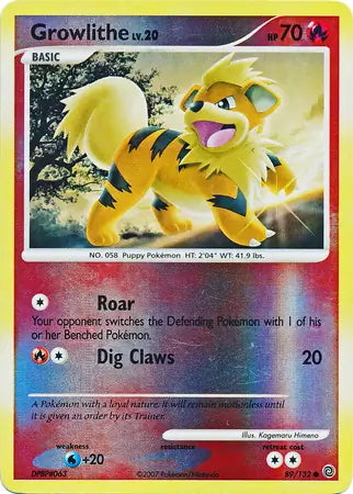 Secret Wonders Growlithe #89/132 reverse holo