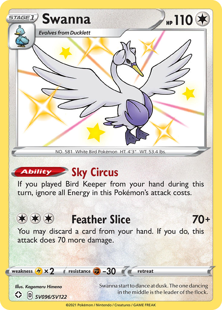 Shining Fates SV96/SV122 Swanna