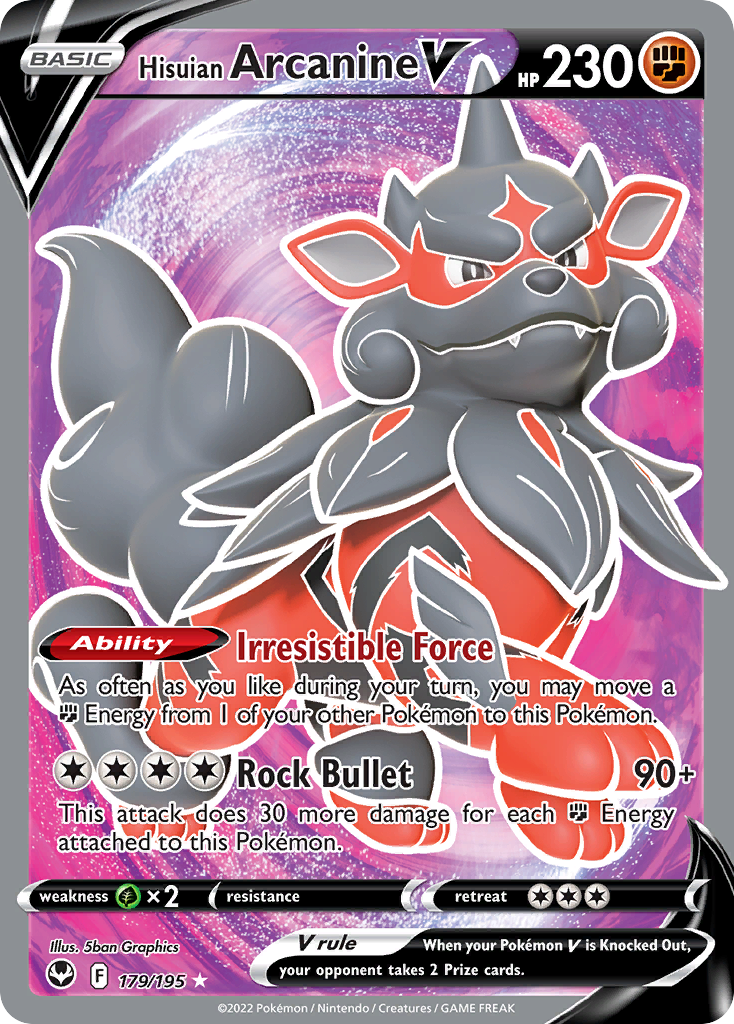 Silver Tempest Hisuian Arcanine V #179/195