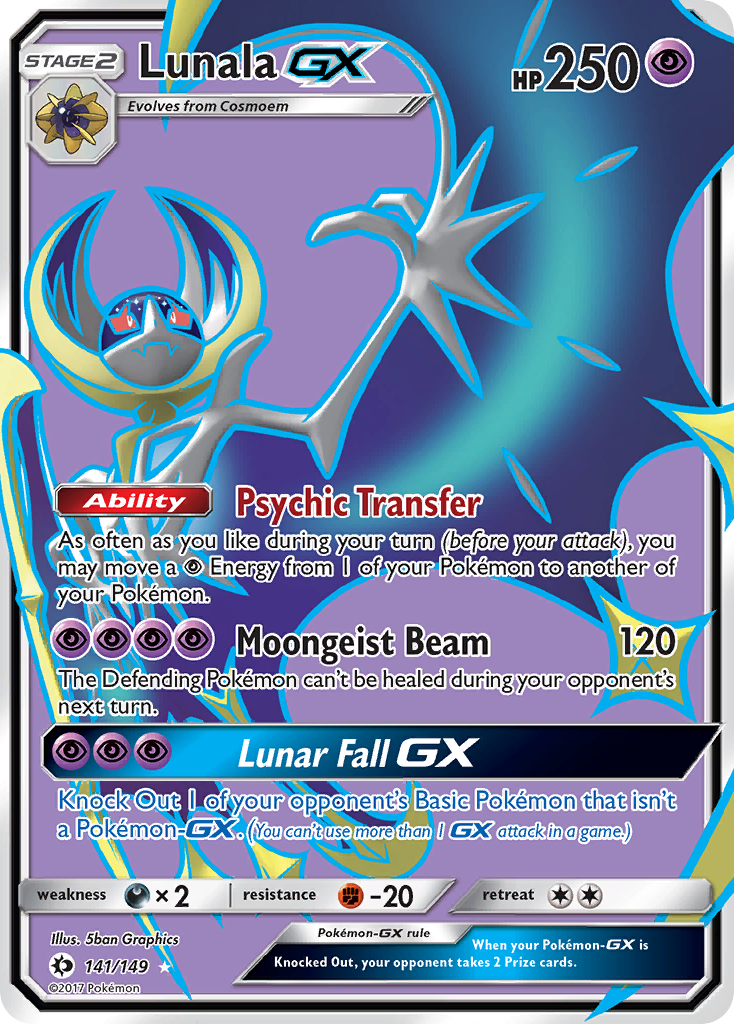 Sun & Moon Full Art Lunala GX #141/149