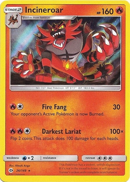 Sun & Moon Incineroar #26/149 Water Web Holo