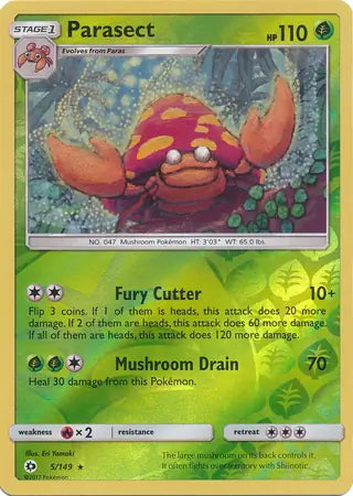 Sun & Moon Parasect #5/149 reverse holo