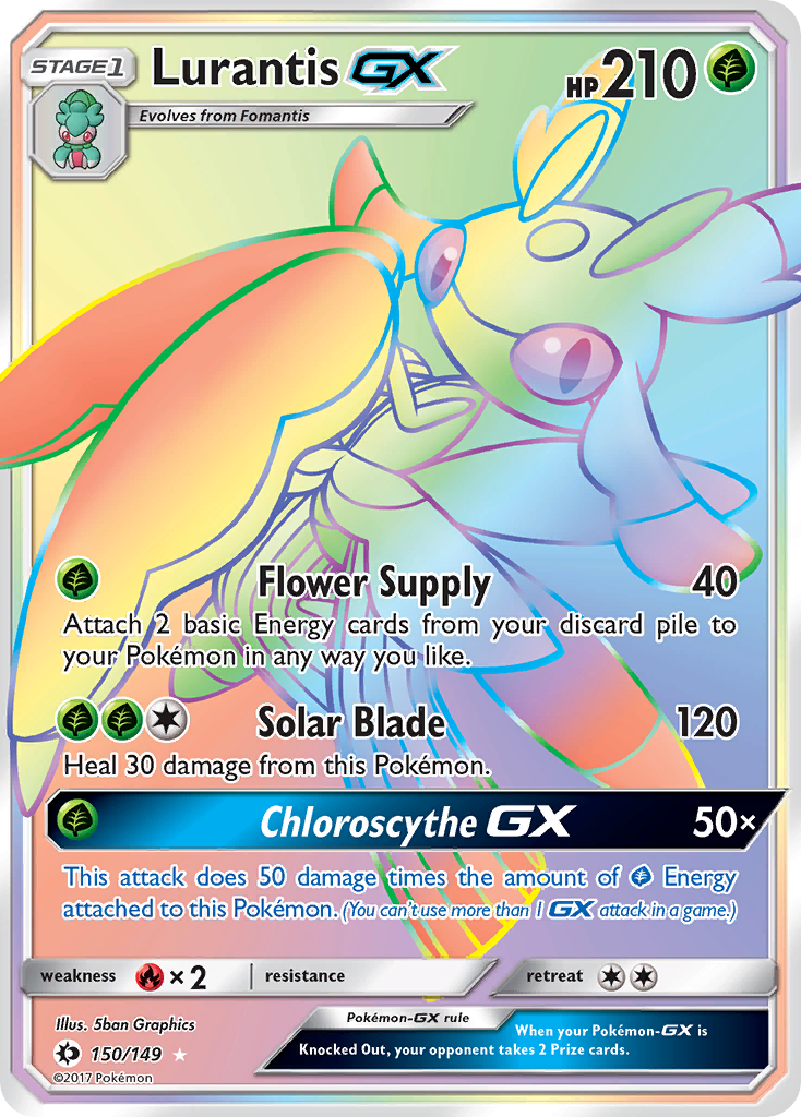 pokemon sun and moon secret rare cards Sun & Moon Secret Rare Lurantis GX #150/149 – Kaartenverzamelen.nl
