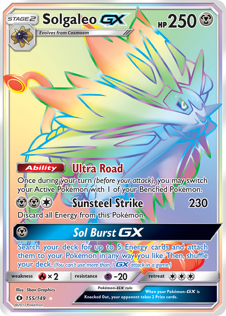 sun and moon secret rare cards Sun & Moon Secret Rare Solgaleo GX #155/149 – Kaartenverzamelen.nl