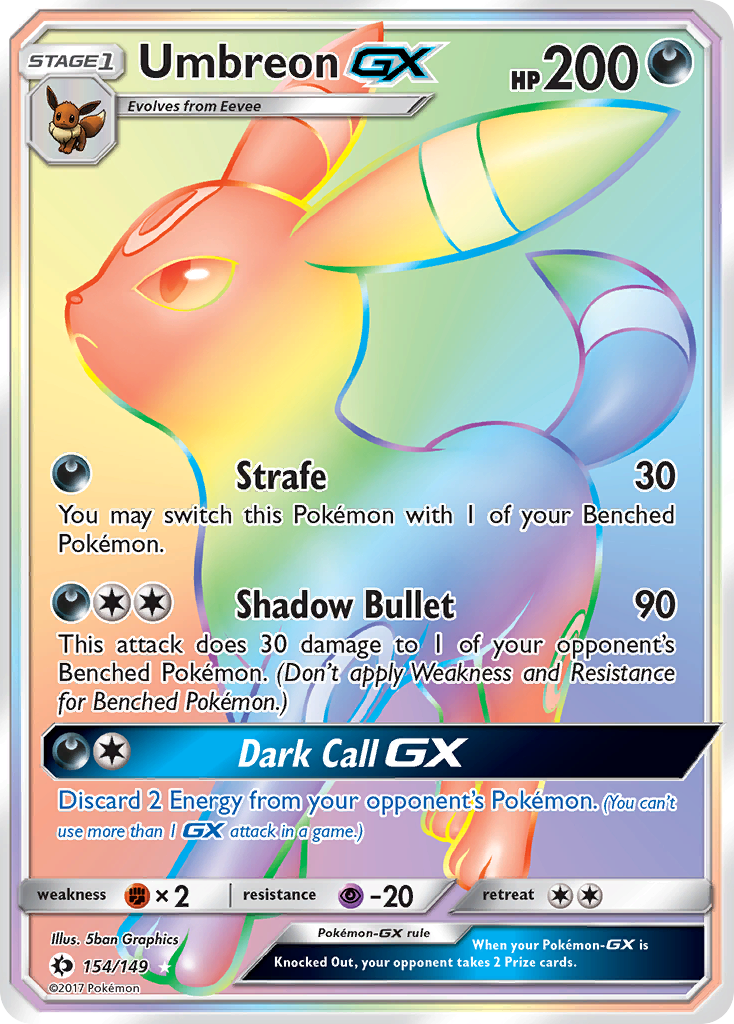 Sun & Moon Secret Rare Umbreon GX #154/149 –