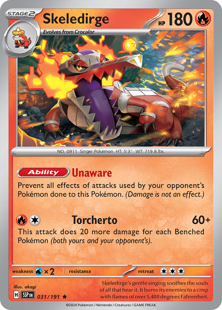 pokemon cards surging sparks value Holo Skeledirge #31/191 – this Pokemon cant attack. Pokemon - Scarlet & Violet