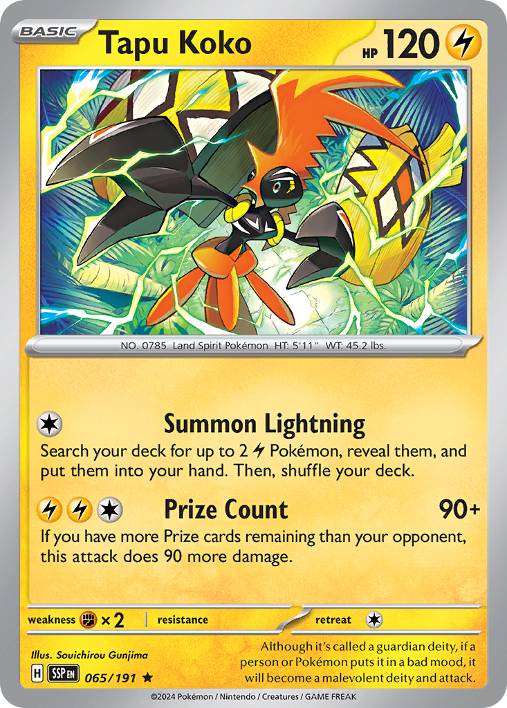 Surging Sparks Holo Tapu Koko #65/191