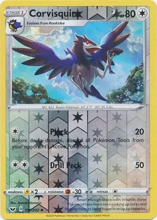 Sword & Shield Corvisquire #151/202 reverse holo