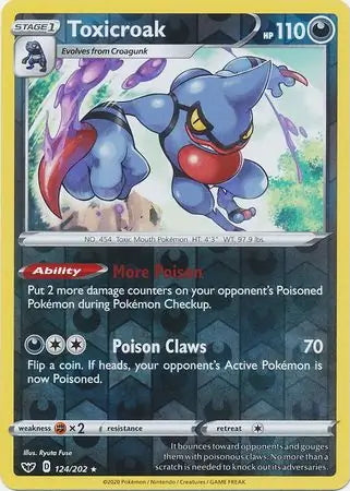 Sword & Shield Toxicroak #124/202 reverse holo
