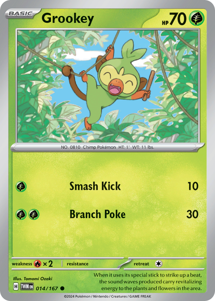 grookey pokemon card mcdonalds Twilight Masquerade #14/167 – Foil Type:Snowflake Foil Grass Grass Oversized Magic: the Gathering red mana