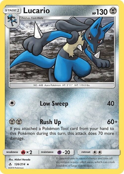 Unbroken Bonds Holo Lucario #126/214