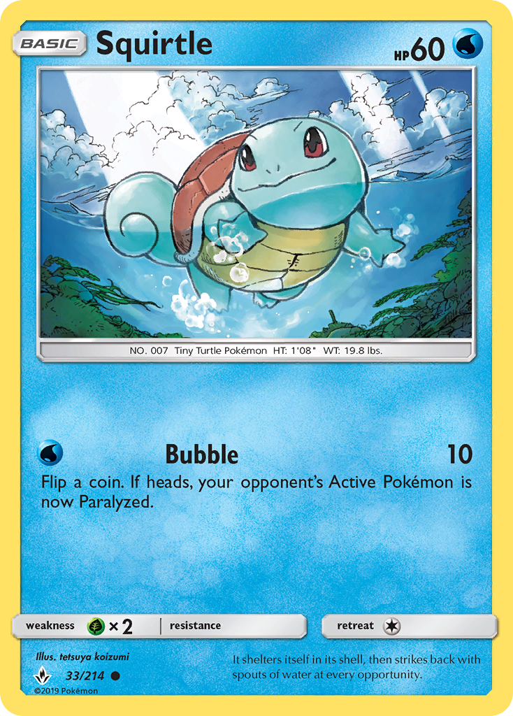 Unbroken Bonds Non - Holo Squirtle #33/214
