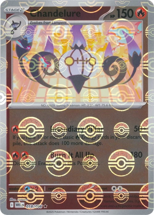 White Flare Chandelure #18/86 Pokeball Holo