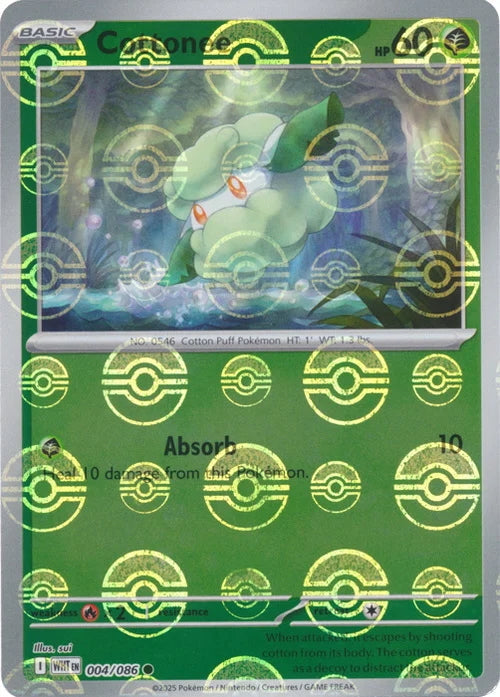 White Flare Cottonee #4/86 Pokeball Holo