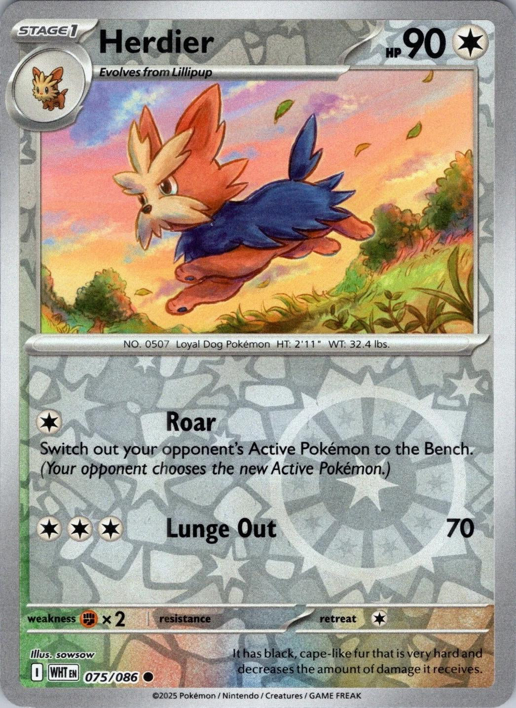 White Flare Herdier #75/86 Reverse Holo