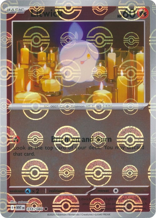 White Flare Litwick #16/86 Pokeball Holo