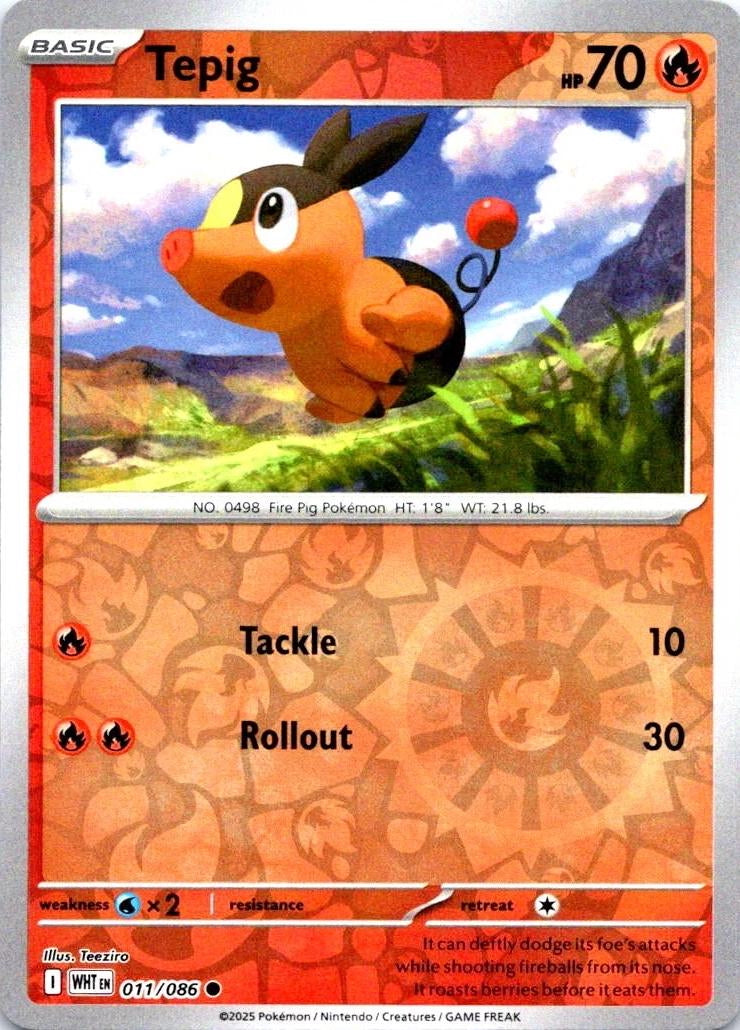 White Flare Tepig #11/86 Reverse Holo